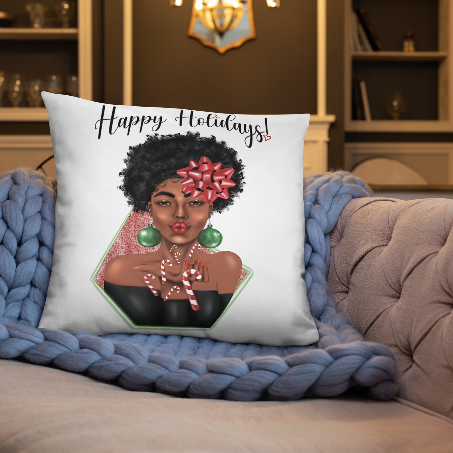 Candy Cane Kisses Basic Pillow