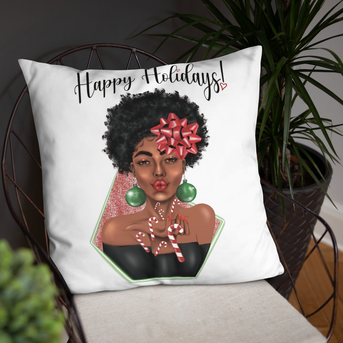 Candy Cane Kisses Basic Pillow