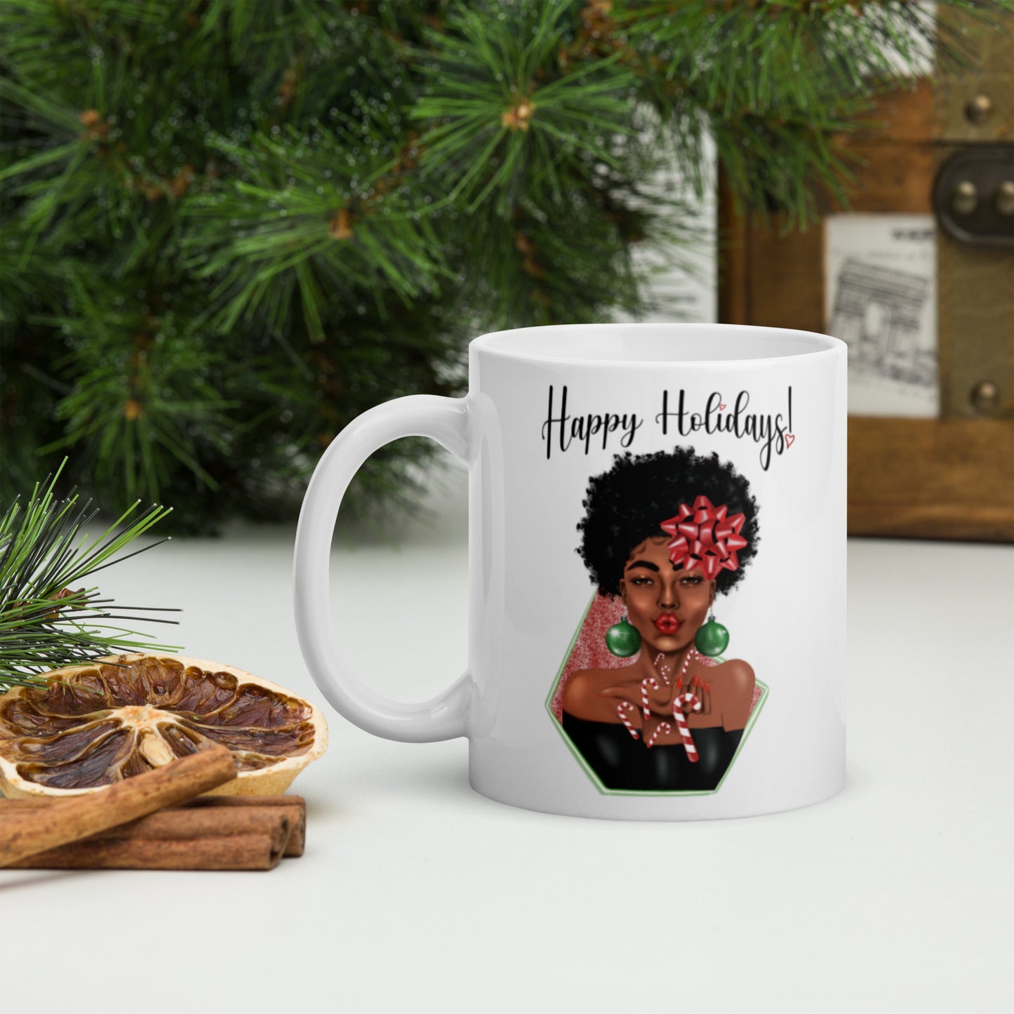 Candy Cane Kisses White glossy Mug