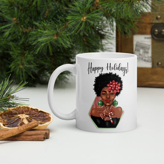 Candy Cane Kisses White glossy Mug