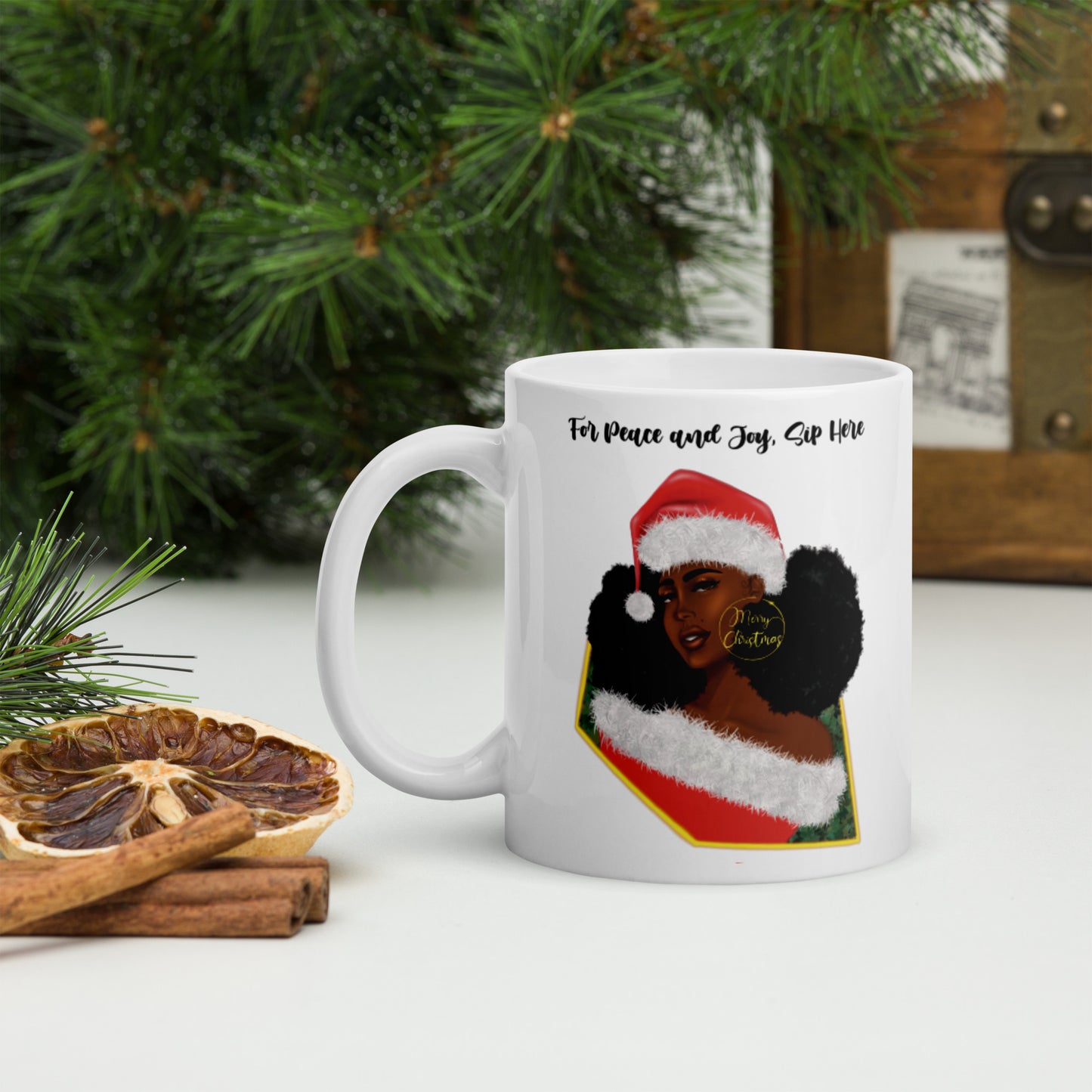 Holiday Girl White Glossy Mug