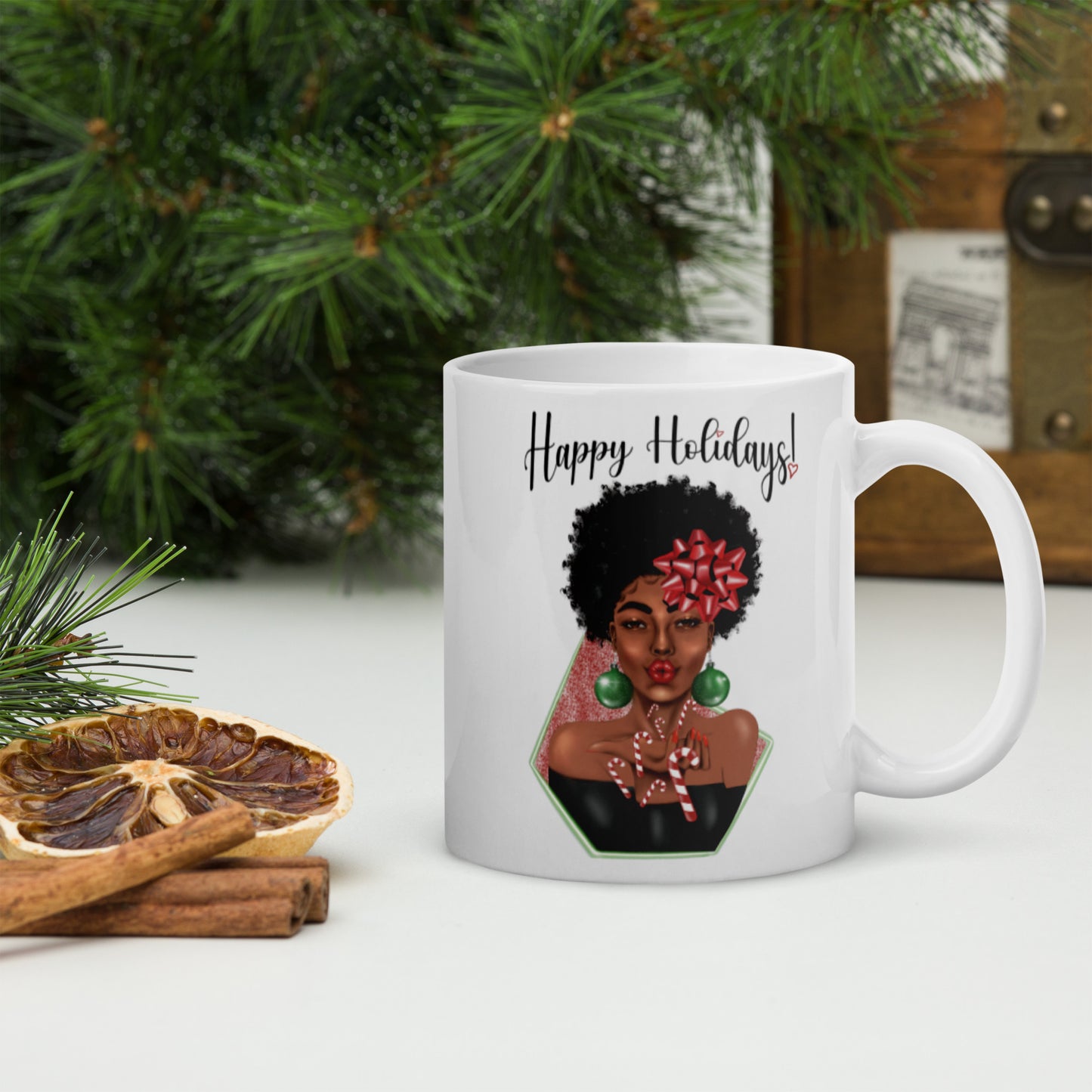 Candy Cane Kisses White glossy Mug