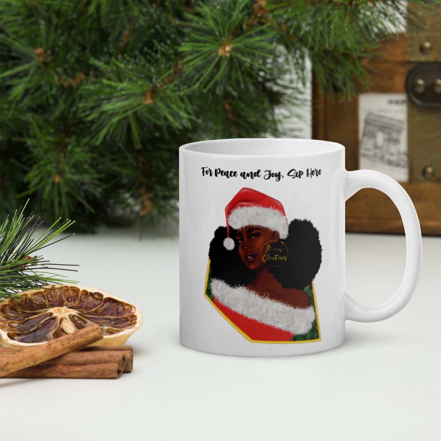 Holiday Girl White Glossy Mug