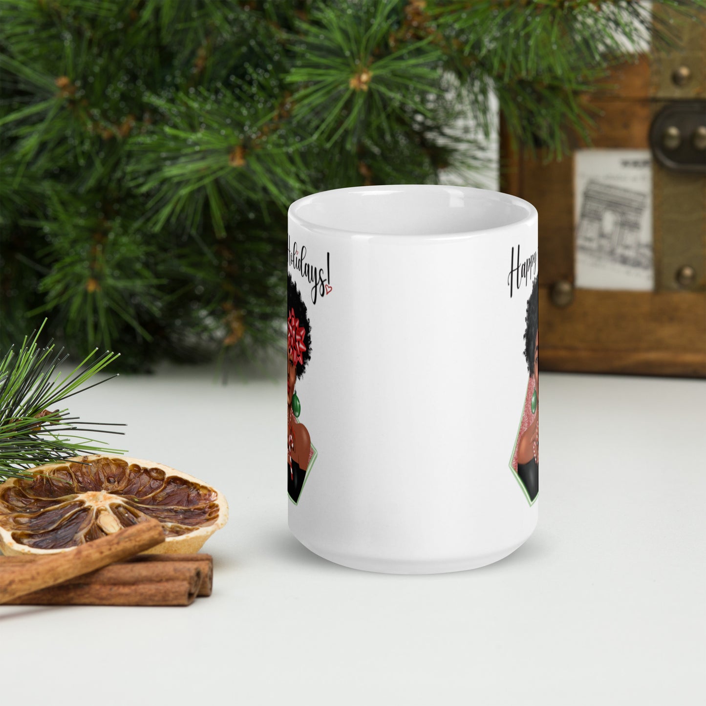 Candy Cane Kisses White glossy Mug