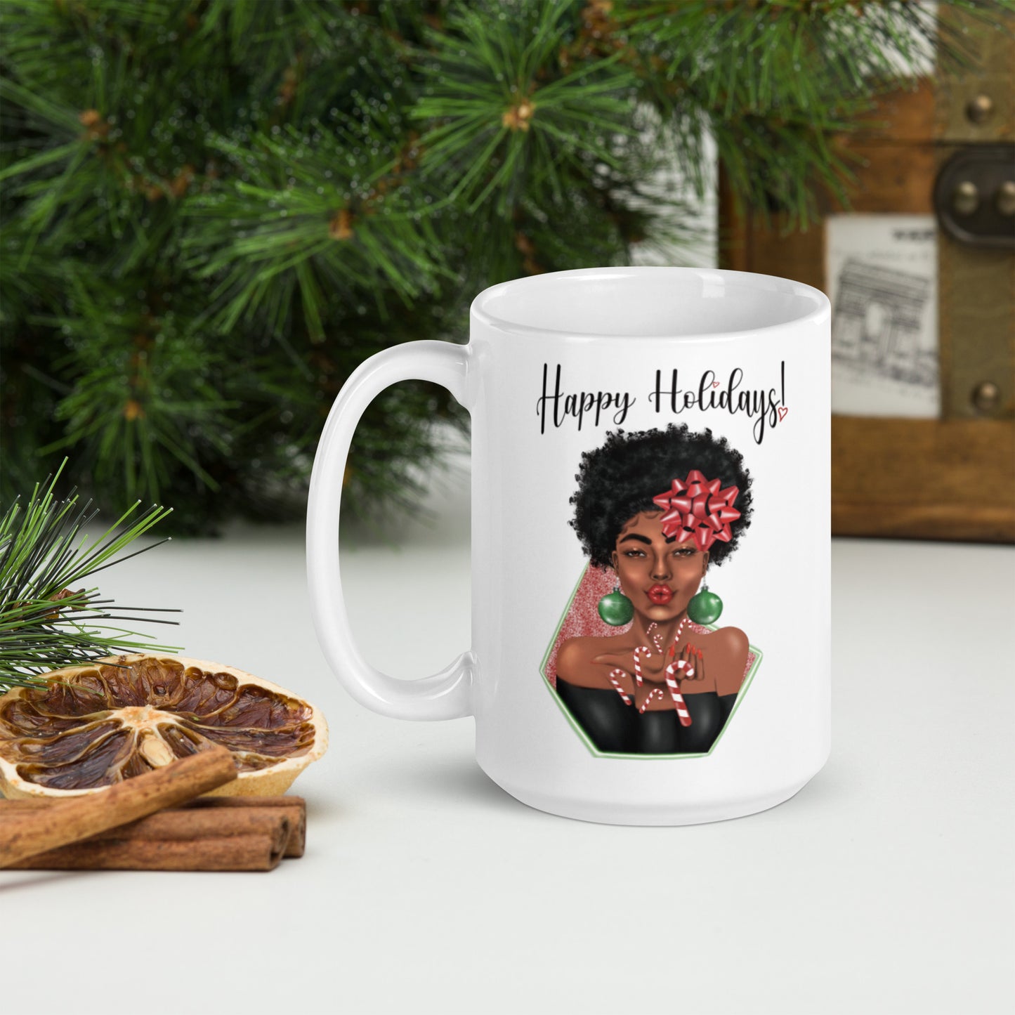 Candy Cane Kisses White glossy Mug