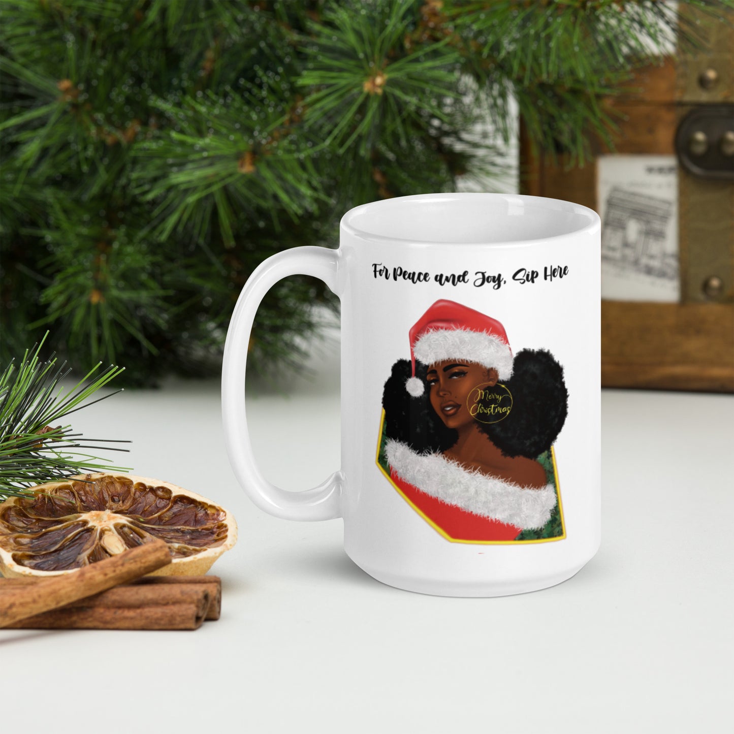 Holiday Girl White Glossy Mug