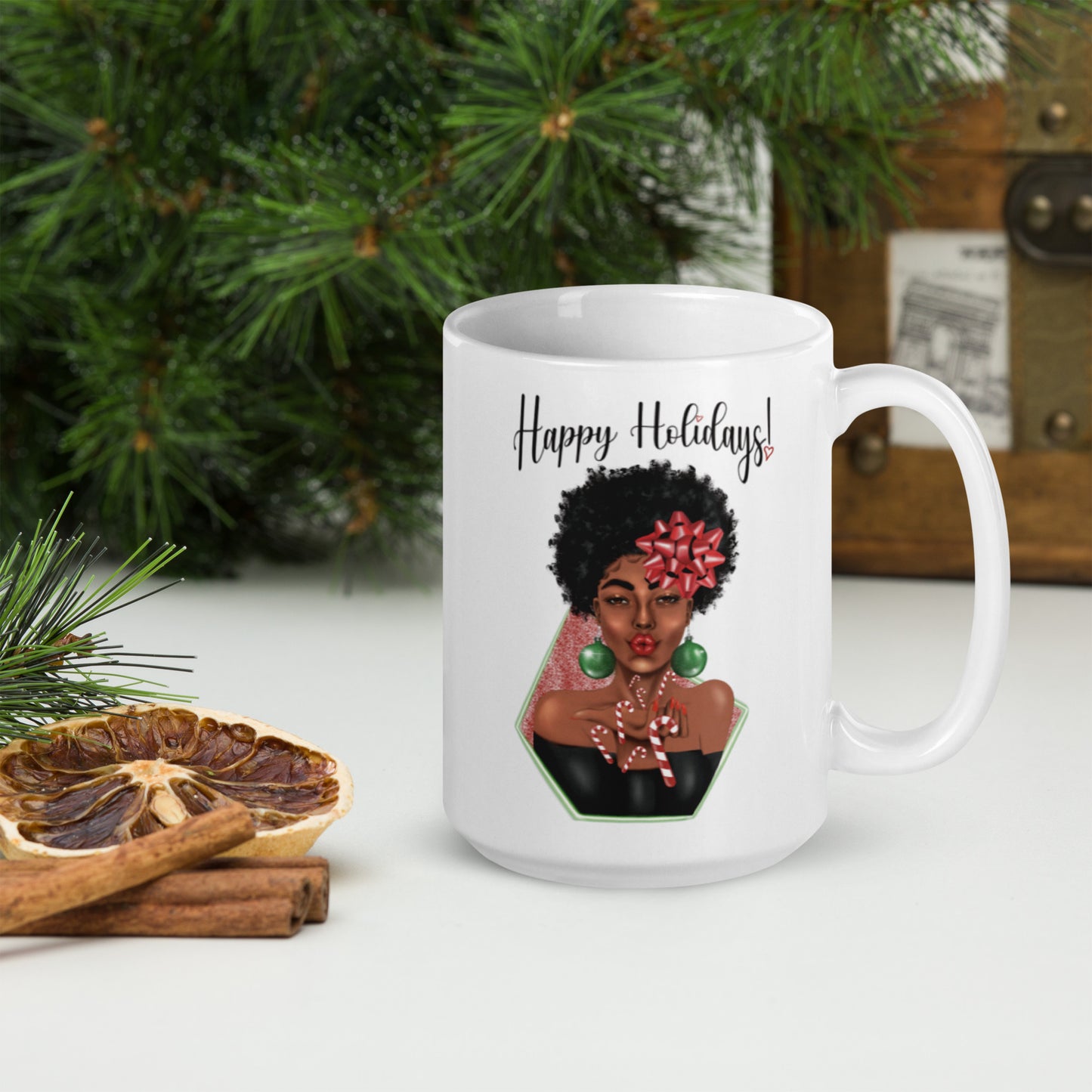 Candy Cane Kisses White glossy Mug