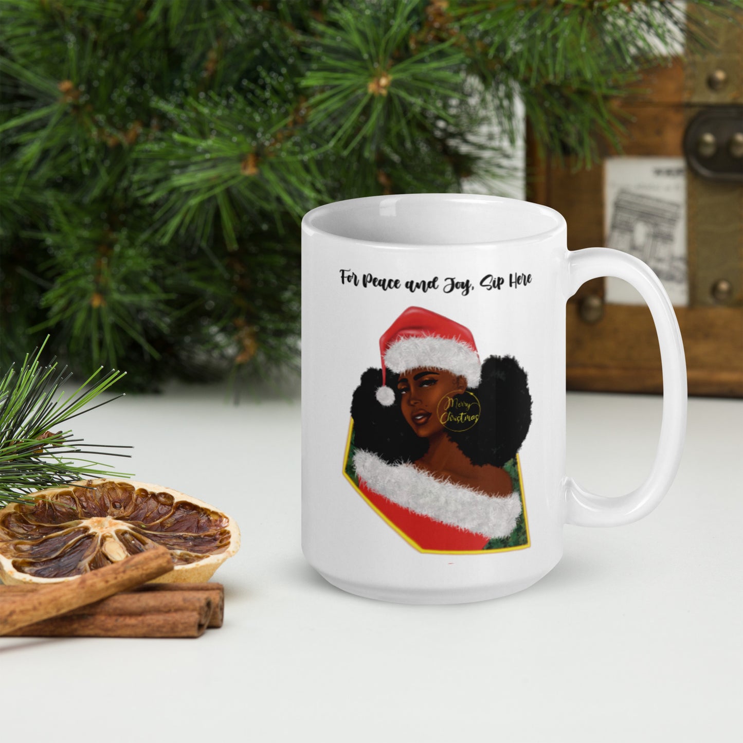 Holiday Girl White Glossy Mug