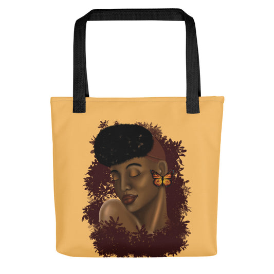 Butterfly on Melanin Tote Bag - Chardonnay Color