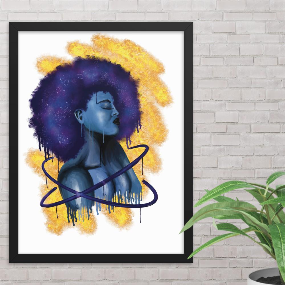 Digital art print on a framed painting. 